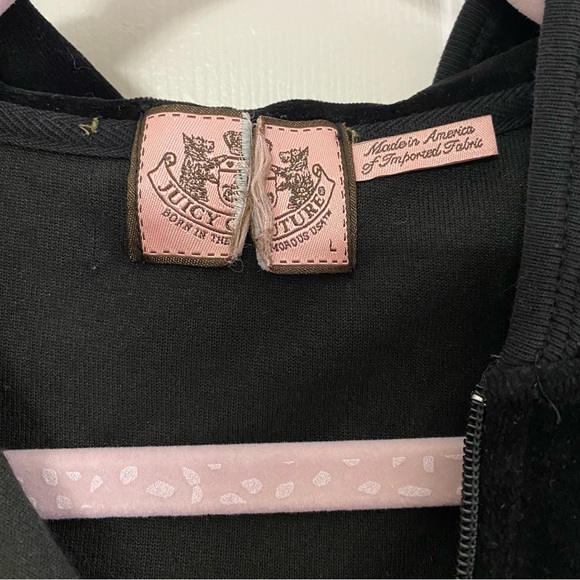 JUICY COUTURE • Black Velvet Midweight Zippered Hooded Track Jacket - Picture 3 of 5